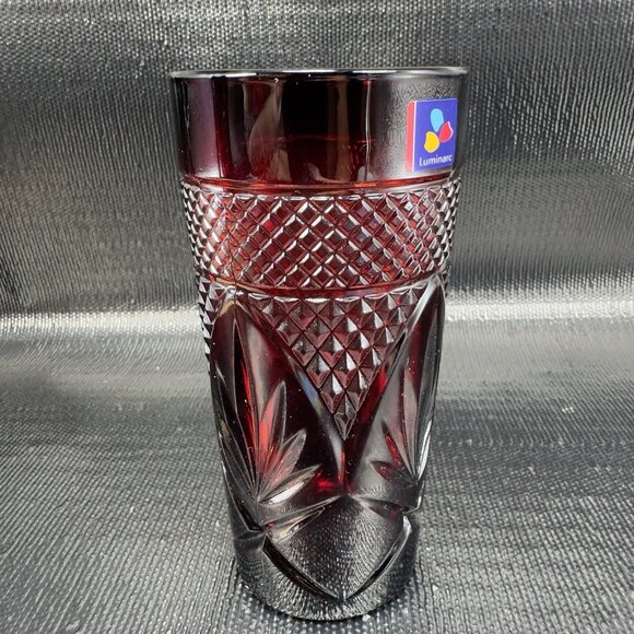 Luminarc Cristal D'Arques Durand Antique Ruby Red Tumbler Glass France Set 2 - Picture 7 of 11